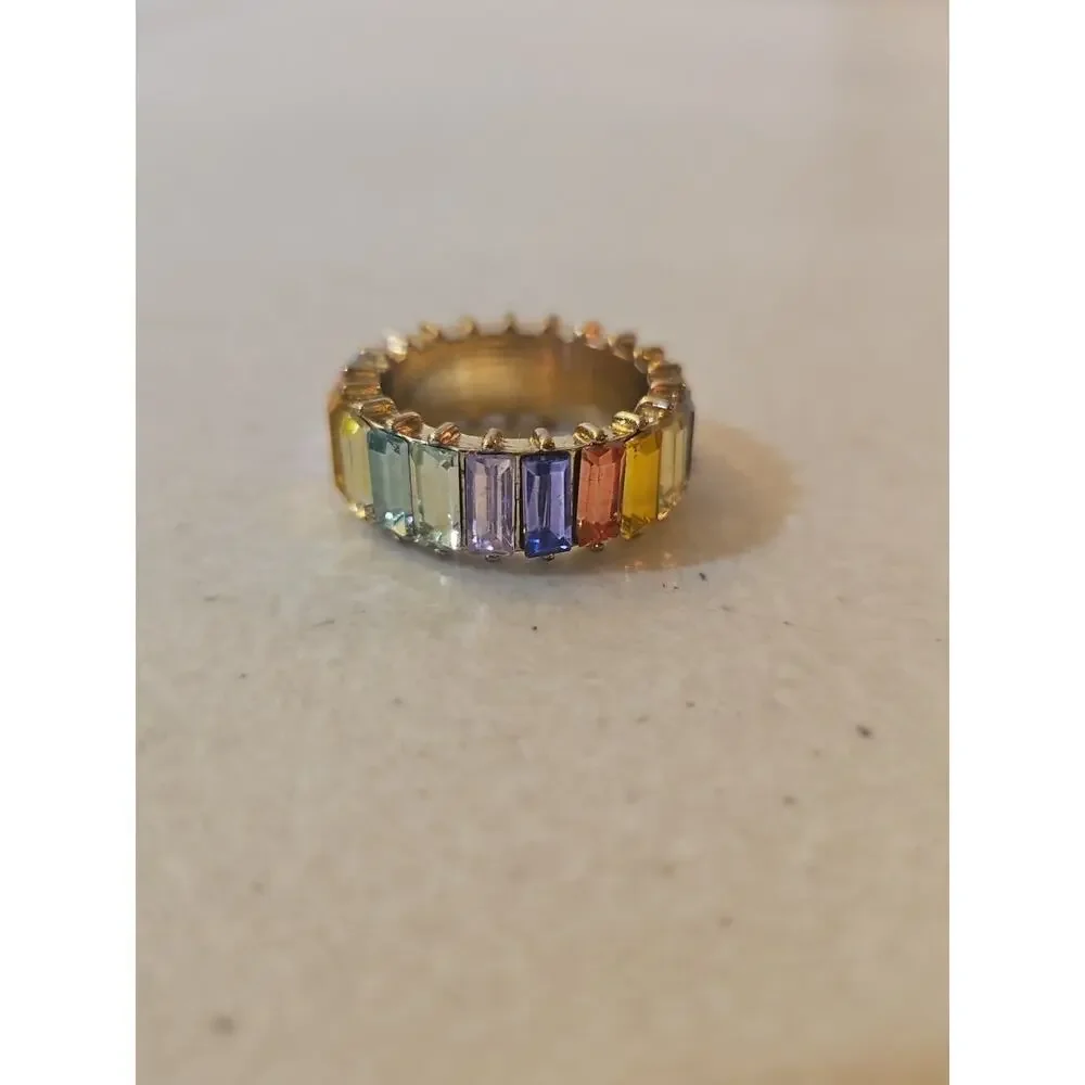 Sugarfix Multicolor Crystal Baguette Ring - Size 8